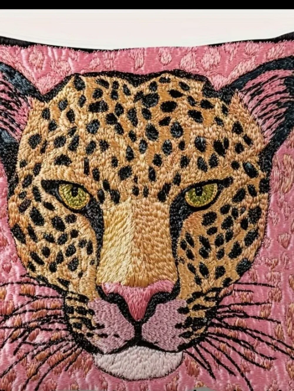 Leopard Face Accent Pillow Cover - Pink and Tan